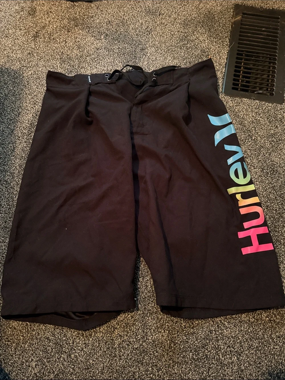 Hurley Men’s Black Board Shorts with Multicolor Logo